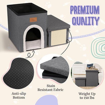 downluxe Dog Stairs for Small Dogs (2-Step Pet