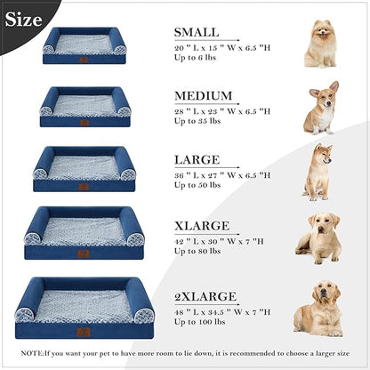 WNPETHOME Dog Beds for Large Dogs, Orthopedic Sofa Dog Bed Mat Pillow with Removable Waterproof Cover, Egg-Foam Dog Crate Bed for Medium Large Dogs