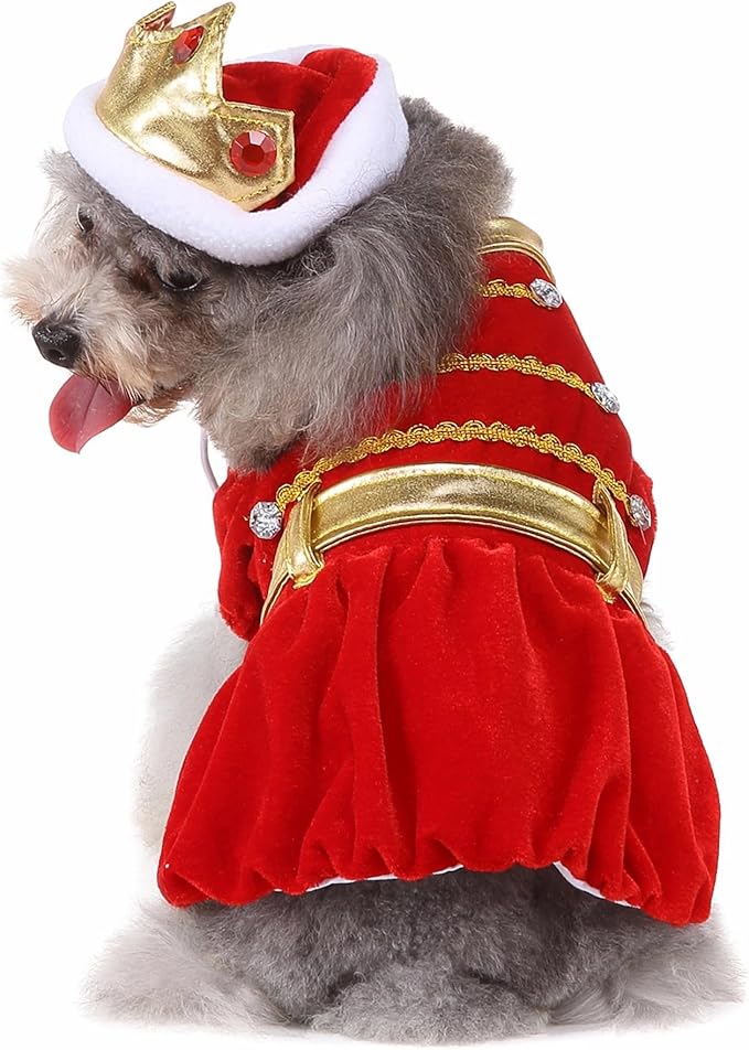 Yoption King Dog Cat Costumes with Crown Hat, Pet Halloween Christmas Velvet Funny Cosplay Costume Hoodie Outfits Clothes (XL)