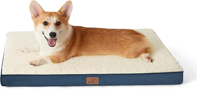 Bedsure Medium Dog Bed for Medium Dogs 35lbs, Denim