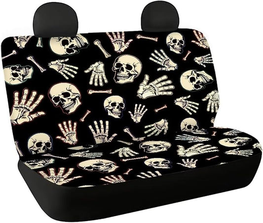 AFPANQZ Skull Skeleton Car Backseat Covers Dog Seat Cushion for Rear Seat Non-Slip Soft Car Seat Covers for Dogs