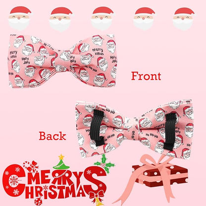 Lionheart glory Christmas Dog Collar, Pink Dog Bow Collar Adjustable Soft and Comfortable Bowtie Collars for Large Dogs Girl or Boy Pet Gift Fall Collar Dog Bow