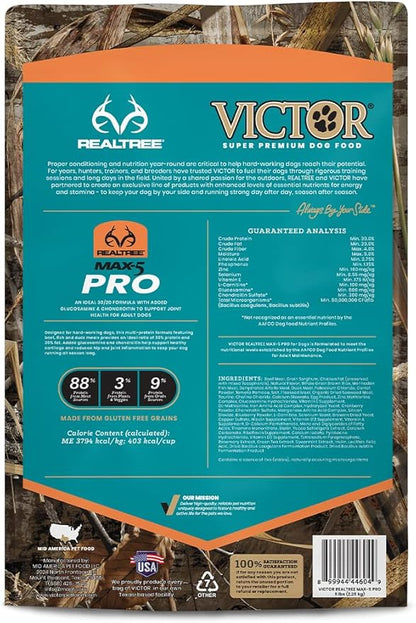 Victor Super Premium Dog Food – Realtree MAX-5 PRO Dry Dog Food – 30% Protein, Gluten Free for Active Adult Dogs, 5lb