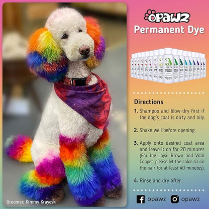 OPAWZ Permanent Dog Hair Dye, Pet Hair Dye Safely Used by Grooming Salons for a Decade, Pet Safe Dye Lasts Over 20 Washes, Bright Color for Dogs and Horses (Forest Green)