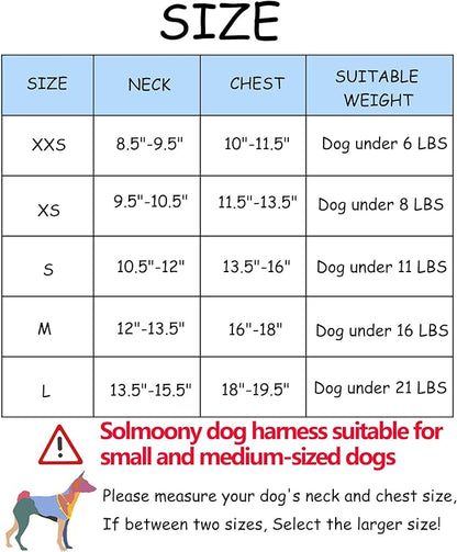 Solmoony Dog Harness for Small Medium Dogs No Pull, Puppy Harness and Leash Set, Puppy Harness for Small Dogs, Step in Harness for Small Dogs, Small Dog Harness, mesh Dog Harness. (Black, XS)