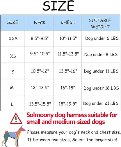 Solmoony Dog Harness for Small Medium Dogs No Pull, Puppy Harness and Leash Set, Puppy Harness for Small Dogs, Step in Harness for Small Dogs, Small Dog Harness, mesh Dog Harness. (Black, L)