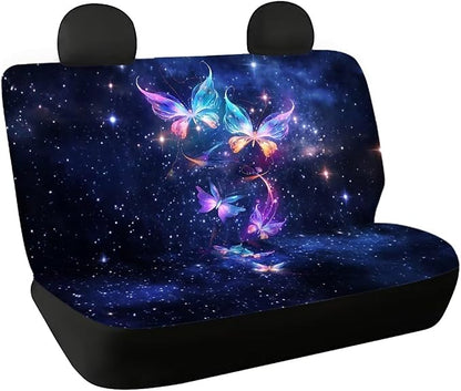 AFPANQZ Galaxy Butterfly Car Rear Seat Covers Split 2 Pack