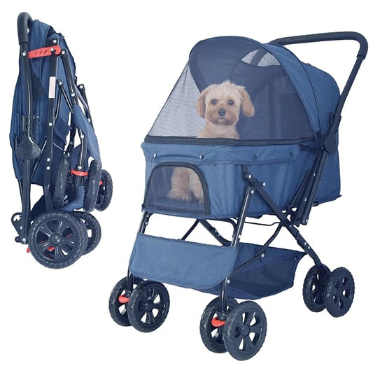 Reversible Handlebar Pet Stroller for Medium Dogs 360 Rotating 2 Security
