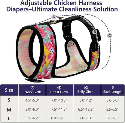 Chicken Harness Hen Camouflage Pink Size with 5.4foot Matching Leash – Adjustable Resilient Comfortable Breathable (Small Camouflage Pink)