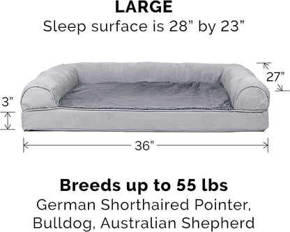 Furhaven Memory Foam Dog Bed for Large/Medium Dogs w/ Removable Bolsters & Washable Cover 55 lbs