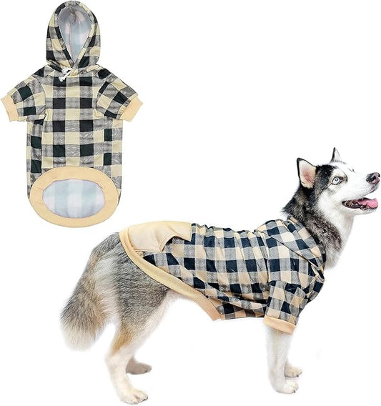 KOOLTAIL Plaid Dog Hoodie Pet Clothes Sweater with Hat and Pocket for Small Medium Large Size Dogs