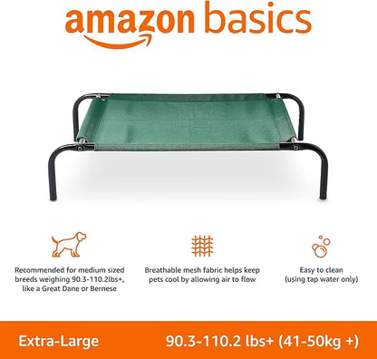 Amazon Basics Cooling Elevated Dog Bed with Metal Frame 60 x 37 x 9 Inch,