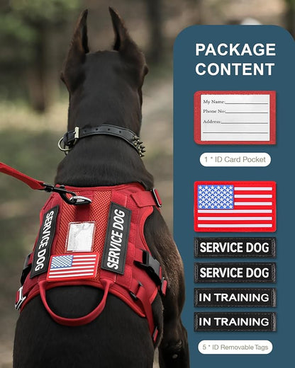 FAYOGOO Service Dog Harness for Medium Dog - Mesh Breathable Dog Harness Escape Proof with Handle - No Pull Military Service Dog Vest with Removable Patches for Walking,Training,Hiking