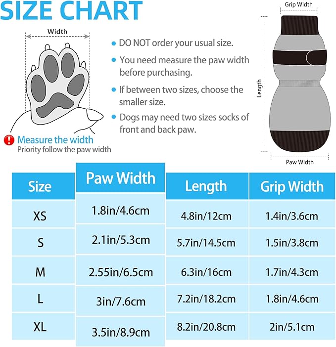 PUPTECK Anti Slip Dog Socks 2 Pairs with Double Grippers for Hardwood Floors