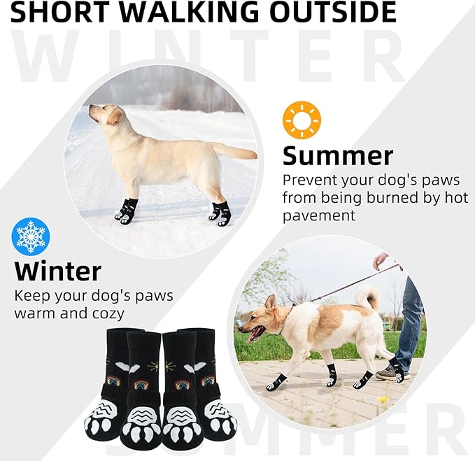 PUPTECK 2 Pairs Anti-Slip Dog Grip Socks for Hot/Cold Pavement