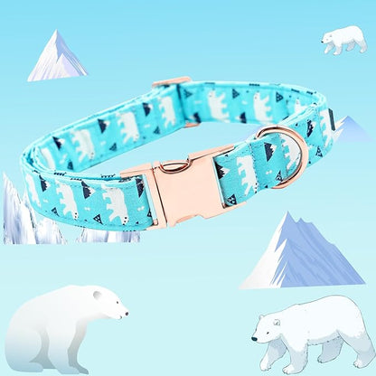 Dog Collar, Blue Bear Print Dog Collar Pet Collar Girl or Boy Pet Collar Dog Summer Durable Dog Collar Adjustable Dog Collar for Small Medium Large Dogs