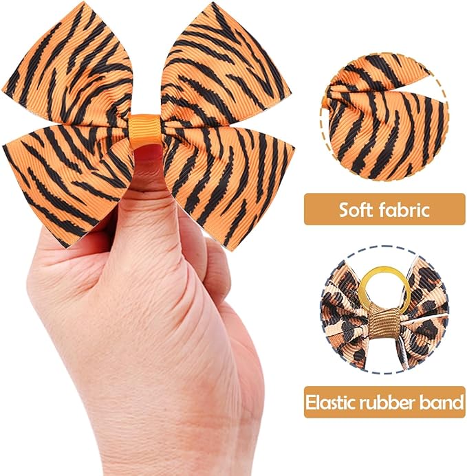 24Pcs/12 Pairs Big Dog Hair Bows Animal Print