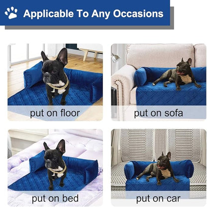 Brilliant Sunshine Premium Blue Silky Velvet Pet Sofa Bed