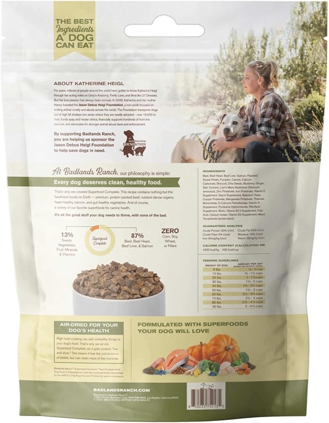 by Katherine Heigl- Superfood Complete, Air-Dried Adult Dog Food - High Protein, Zero Fillers, Superfood Nutrition (11.5 oz., Premium Beef)