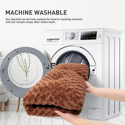 KSIIA Washable Dog Bed Deluxe Plush Dog Crate Beds Fulffy Comfy Kennel Pad Anti-Slip Pet Sleeping Mat for Large 41" x 27", Brown