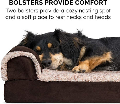 Furhaven Memory Foam Dog Bed for Large/Medium Dogs w/ Removable Bolsters & Washable Cover 55 lbs