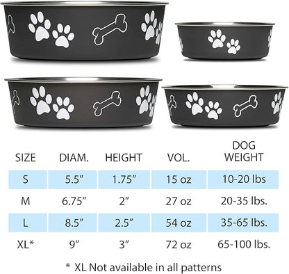 Loving Pets - Bella Bowls - Dog Food Water Bowl No Tip Stainless Steel Pet Bowl No Skid Spill Proof (Large, Paparazzi Pink)