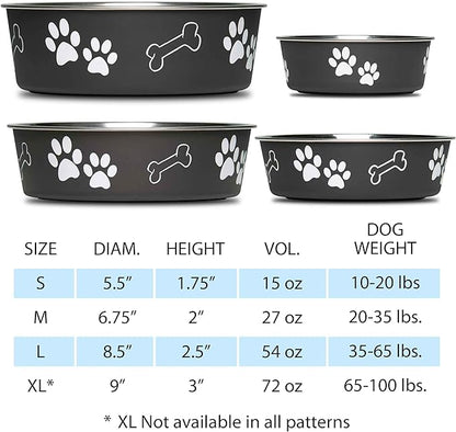 Loving Pets - Bella Bowls - Dog Food Water Bowl No Tip Stainless Steel Pet Bowl No Skid Spill Proof (Large, Espresso Brown)