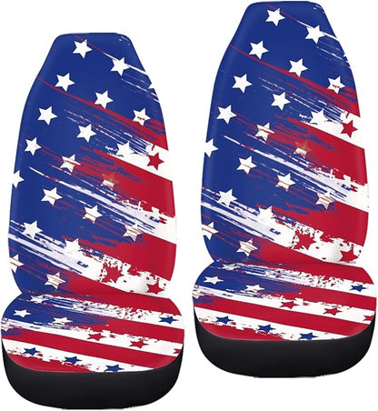 American Flag Print Car Seat Covers Set of 2