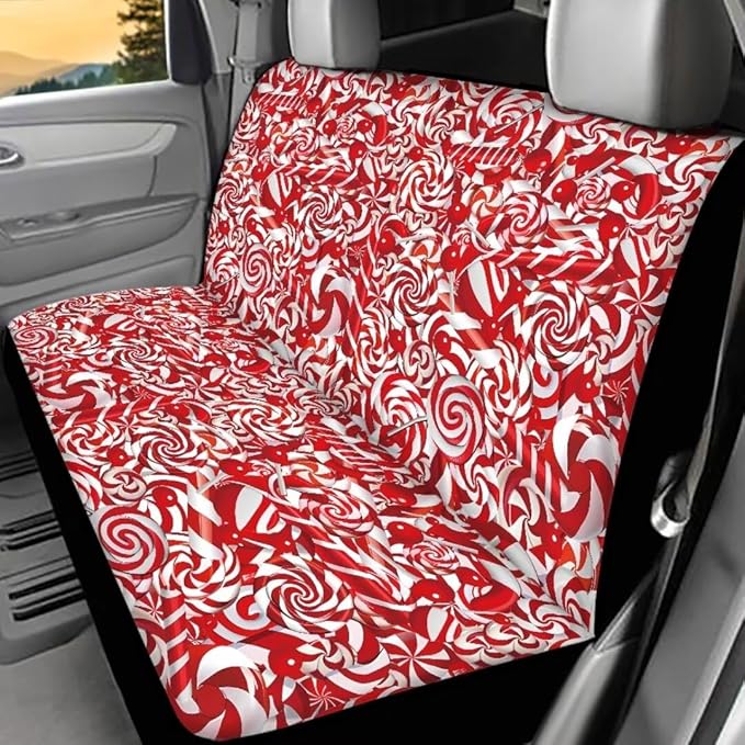 Red Candy Cane Car Rear Seat Covers