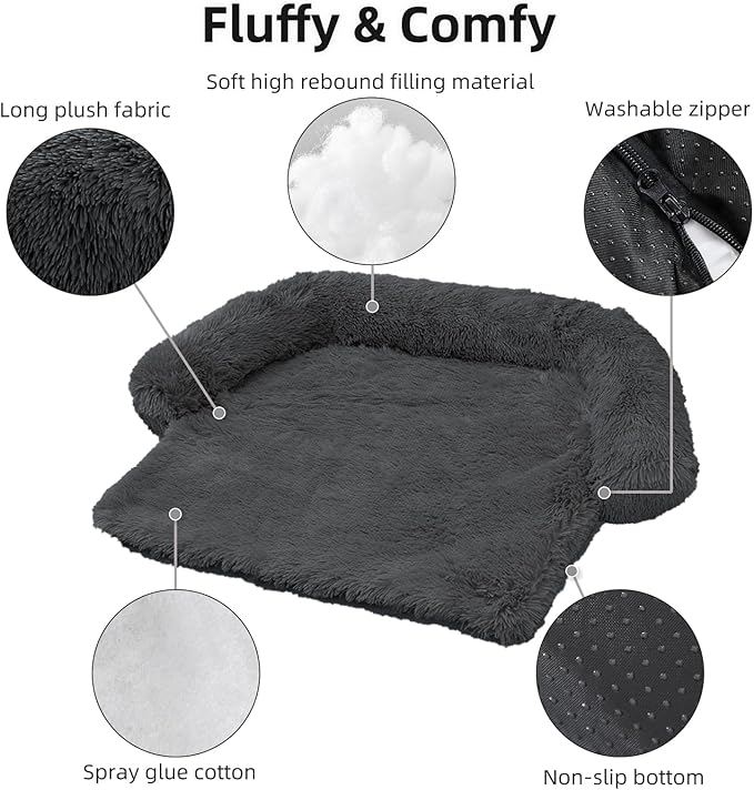 Calming Dog Bed Fluffy Plush Dog Mat for Furniture Protector with Removable Washable Cover for Large Medium Small Dogs and Cats (XS(31“x27.5”x5“)