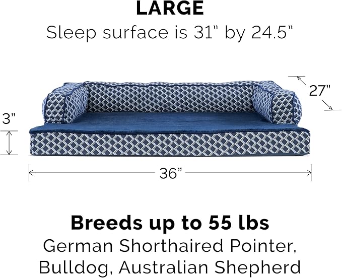 Furhaven Orthopedic Dog Bed for Large/Medium Dogs w/ Removable Bolsters & Washable Cover 55 lbs