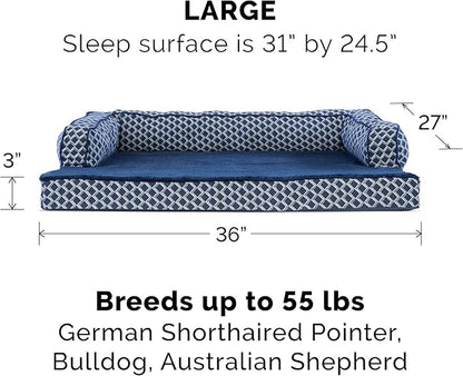 Furhaven Orthopedic Dog Bed for Large/Medium Dogs w/ Removable Bolsters & Washable Cover 55 lbs