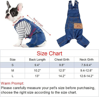 Rbenxia 1 Piece of Dog Denim Shirts Puppy Jean Jacket Sling Jumpsuit Costumes Pet Jean Overalls Dog Pants Outfits for Small Puppy Cat Pets (Blue, Small)