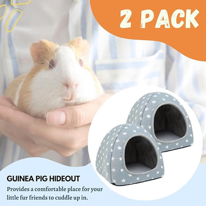 2 Pack Guinea Pig Hideout Bed Washable Guinea Pig Cage Accessories Cozy House Habitat Hide-Out for Chinchilla Hedgehog Small Animal Supplies