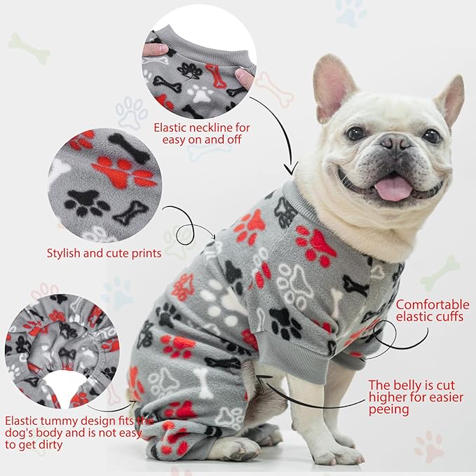 SCENEREAL Fleece Dog Pajamas for Small Medium Large Dogs