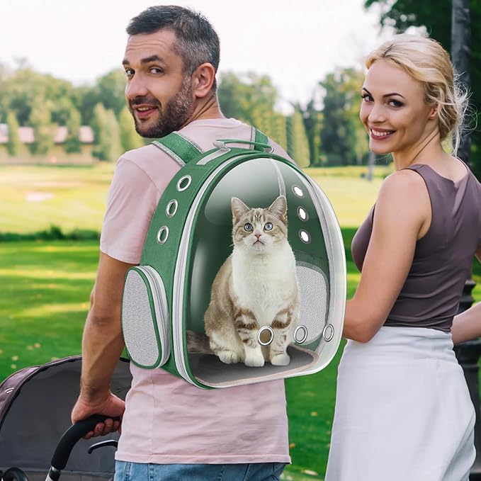 Cat Carrier Backpack Portable Pet Travel Solution Pet Carrier Dog Carrier Backpack Bag Space Capsule for Small Medium Cat Puppy Dog Travel Hiking Walking Camping Up to 17Lb (Green)