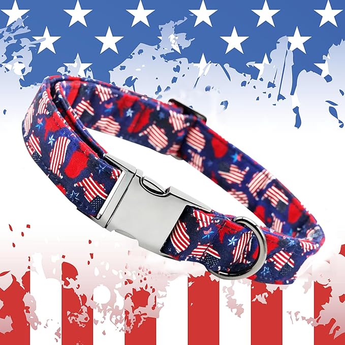 Independence Day Dog Collar, Pet Collar Summer Dog Collar Durable Metal Pet Collar Dog Boy Dog Collars Adjustable Dog Collar for Small Medium Large Dogs