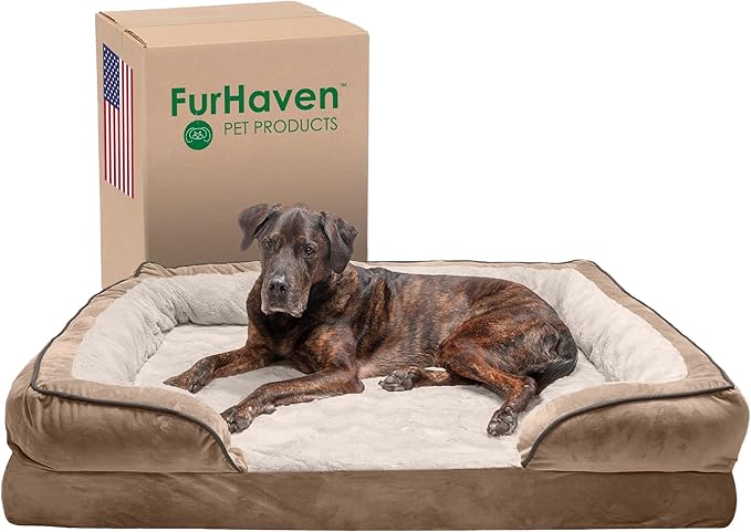 Furhaven Orthopedic Dog Bed for Large Dogs w/ Removable Bolsters & Washable Cover 125 lbs