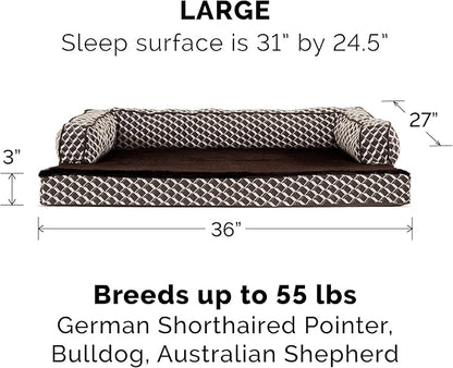 Furhaven Orthopedic Dog Bed for Large/Medium Dogs w/ Removable Bolsters & Washable Cover 55 lbs