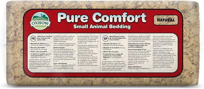 Oxbow Pure Comfort Small Animal Bedding - Odor & Moisture Absorbent, Dust-Free Bedding for Small Animals - Natural, 56 Liter Bag