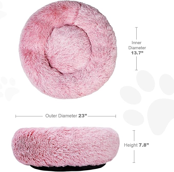 Aurako Cat Bed Dog Bed Round Cushion Pet 23" Pink