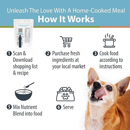 JustFoodForDogs DIY Nutrient Blend for Homemade Dog Food, Fish & Sweet Potato Recipe, 168 grams