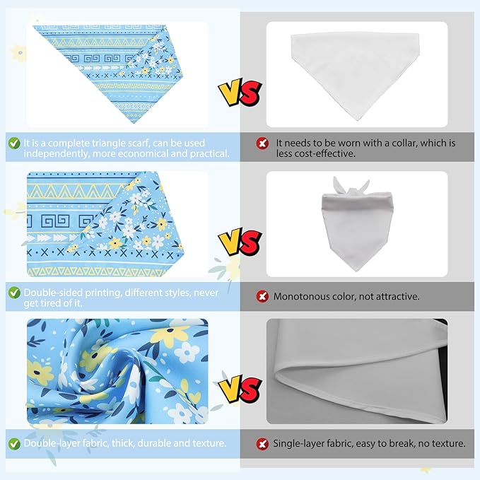 SCENEREAL Summer Dog Bandanas Bulk 4 Pack for Small Medium Large Dogs