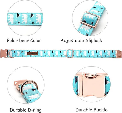 Dog Collar, Blue Bear Print Dog Collar Pet Collar Girl or Boy Pet Collar Dog Summer Durable Dog Collar Adjustable Dog Collar for Small Medium Large Dogs