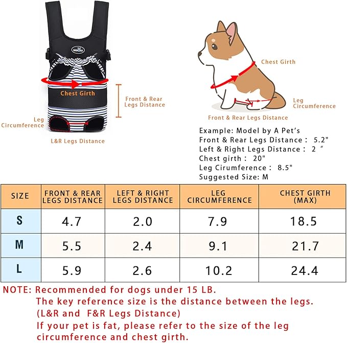 Dog Front Carrier Backpacks for Small Dogs, Legs Out Pet Carrier Sling Backpack with Adjustable Padded Ventilated Shoulder Straps, Easy for Traveling Hiking Camping,'Large (9-15 lbs of Dogs)