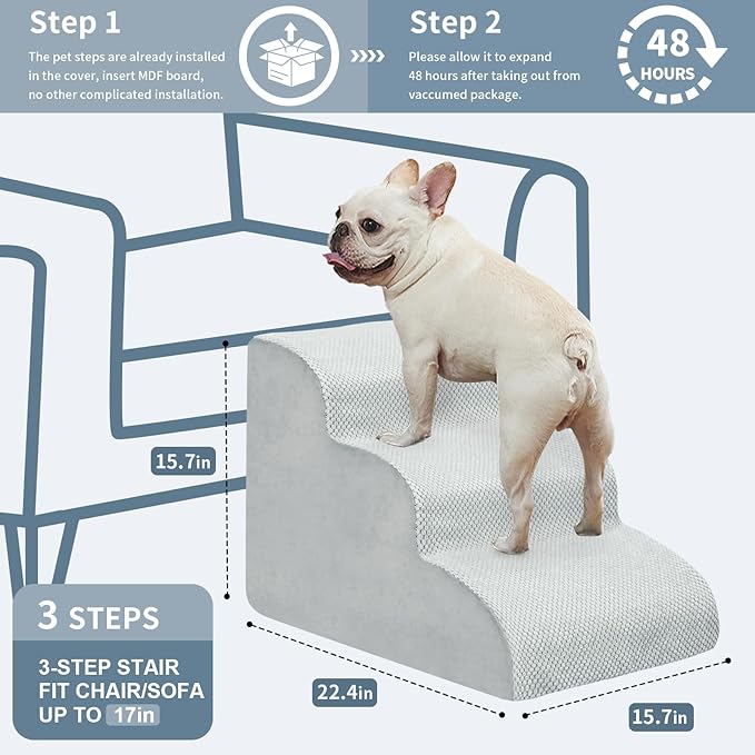 BOMOVA Dog Stairs for Small Dogs 3-Step Dog 2/3/4/5 Steps