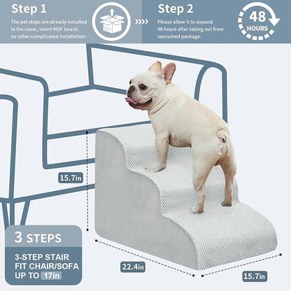 BOMOVA Dog Stairs for Small Dogs 3-Step Dog 2/3/4/5 Steps