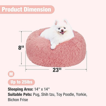 Veehoo Calming Dog Bed for Medium Small Dog 25 lbs 23", Pink