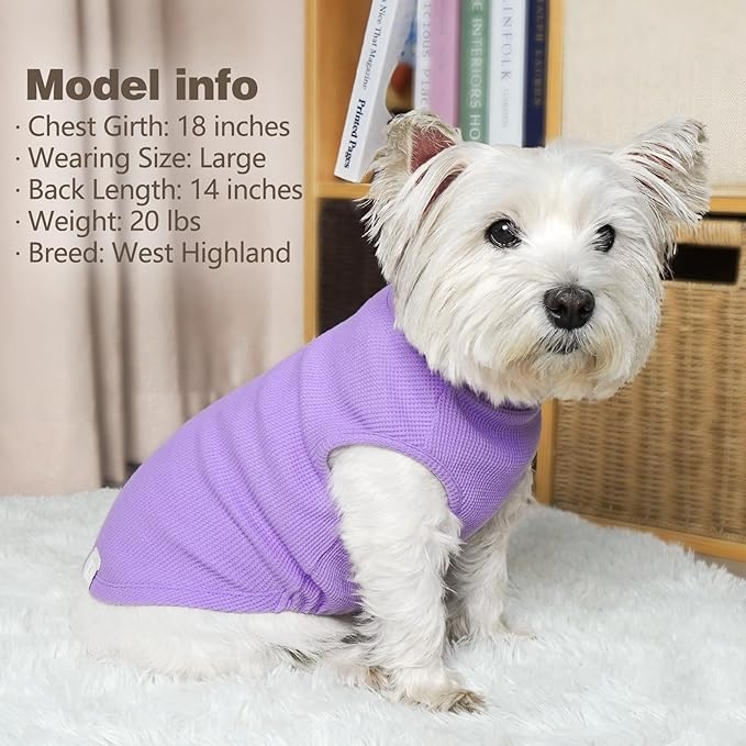 KYEESE 2Pack Dog Shirts Waffle for Small Dogs Stretchy Dog T-Shirts Lightweight Dog Tank Top Sleeveless Dog Vest Breathable