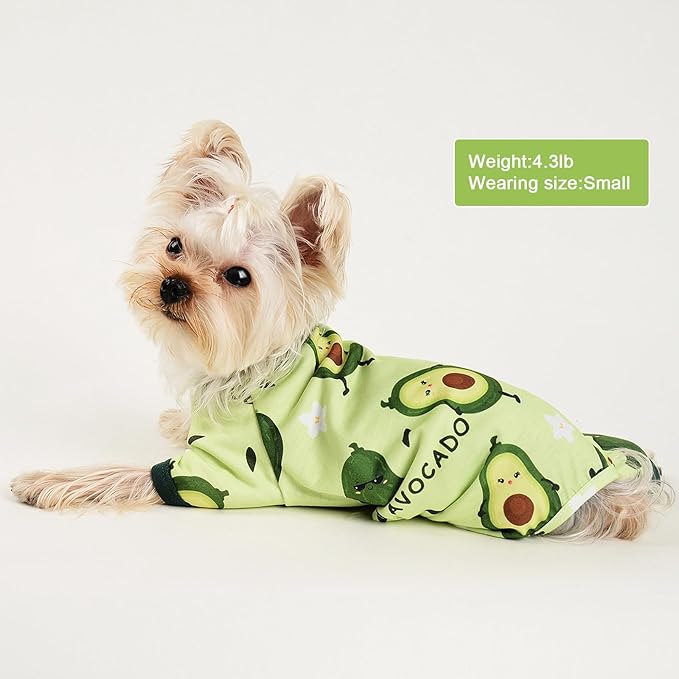 Dog Pajamas for Small Dogs Boy Girl Cute Dog Clothes Soft Stretch Chihuahua Yorkie Clothes Onesies Summer Puppy Pajamas XS-XXL, Pet Dog Pjs Outfits Shirts Cats Jammies Sleeper (Small, Avocado Green)